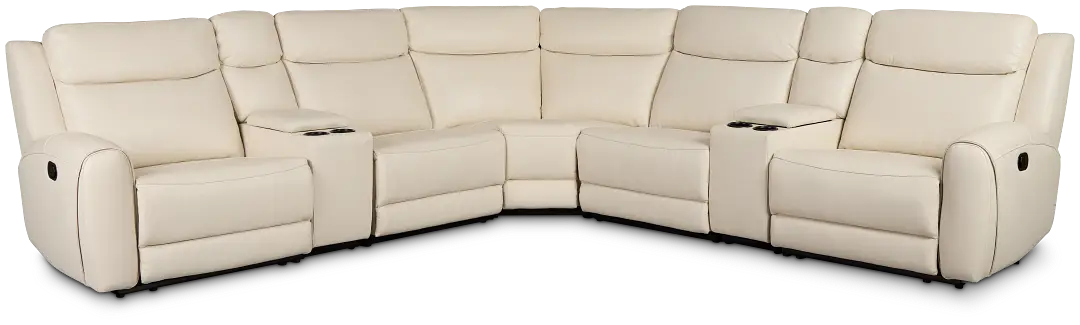 Walker Ivory Lthr/vinyl Large Dual Manually Reclining Two-arm Sectional Walker Ivory Lthr/vinyl Large Dual Manually Reclining Two-arm Sectional