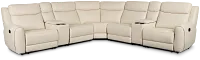 Walker Ivory Lthr/vinyl Large Dual Manually Reclining Two-arm Sectional