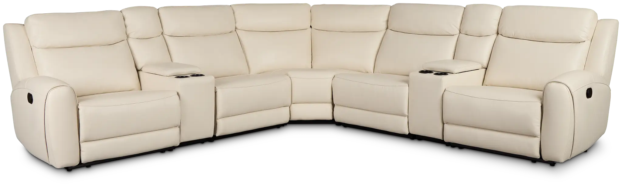 Walker Ivory Lthr/vinyl Large Dual Manually Reclining Two-arm Sectional Walker Ivory Lthr/vinyl Large Dual Manually Reclining Two-arm Sectional