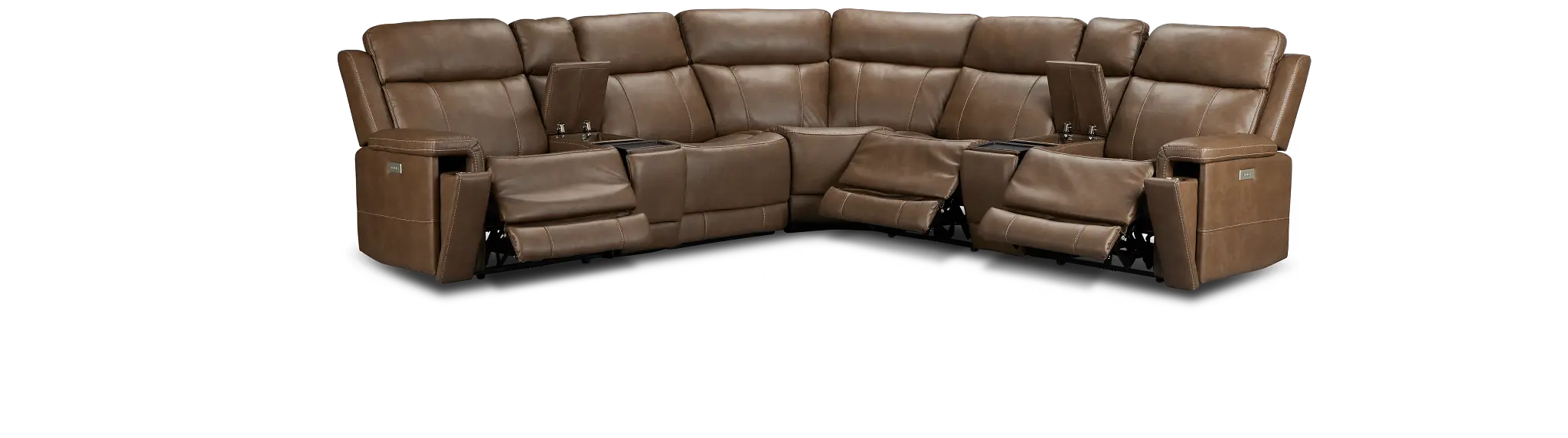 Jayden Brown Micro Large Triple Power Reclining Two-arm Sectional Jayden Brown Micro Large Triple Power Reclining Two-arm Sectional