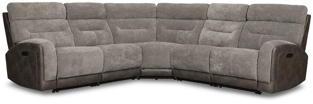 Travis Gray Fabric Small Two-arm Power Reclining Sectional Travis Gray Fabric Small Two-arm Power Reclining Sectional