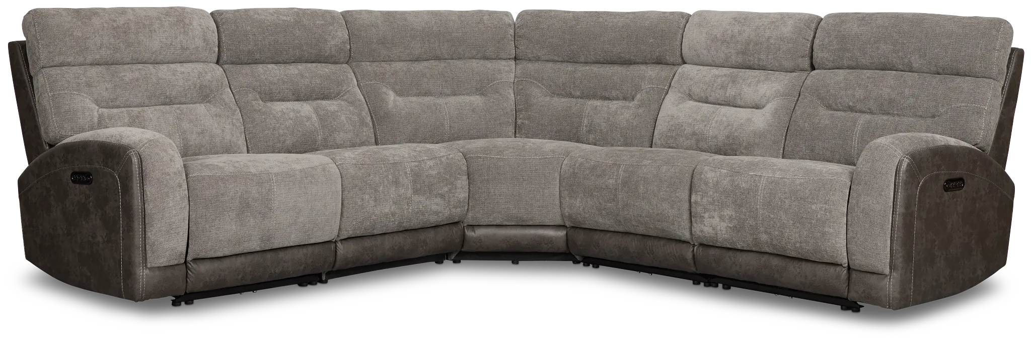 Travis Gray Fabric Small Two-arm Power Reclining Sectional Travis Gray Fabric Small Two-arm Power Reclining Sectional