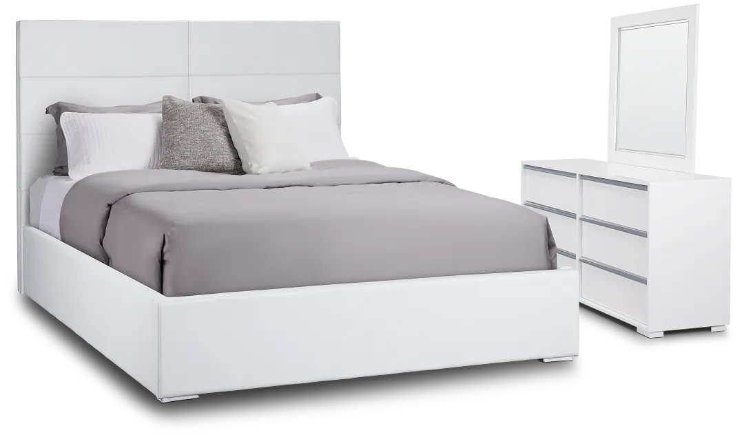 Doral White Uph Platform Bedroom