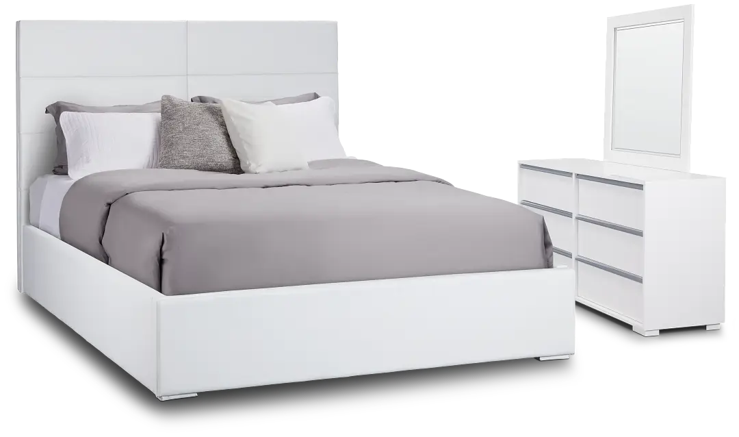 Doral White Uph Platform Bedroom Doral White Uph Platform Bedroom