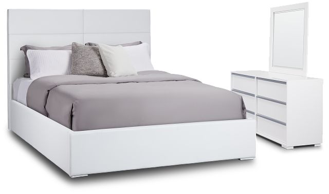 Doral White Uph Platform Bedroom