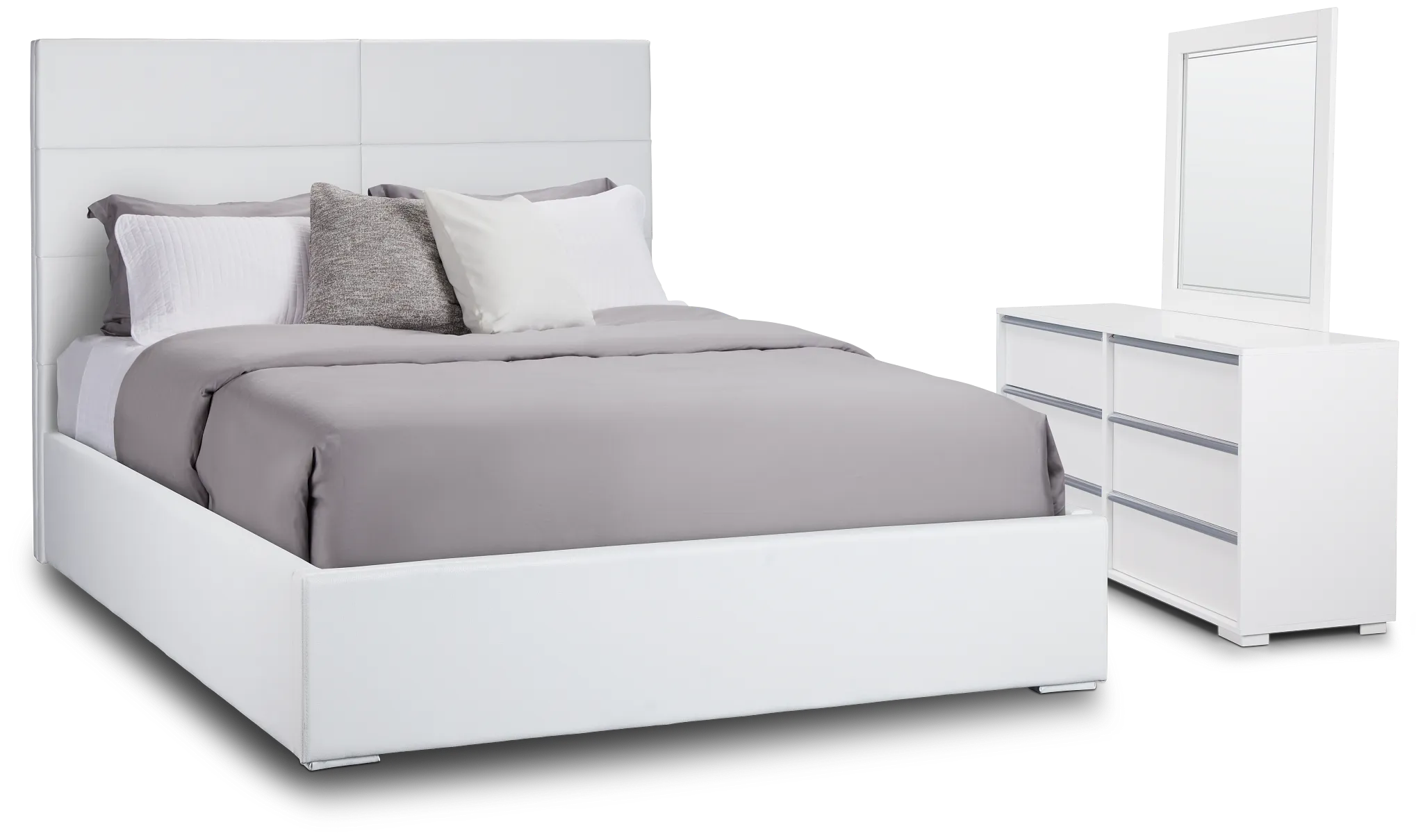 Doral White Uph Platform Bedroom