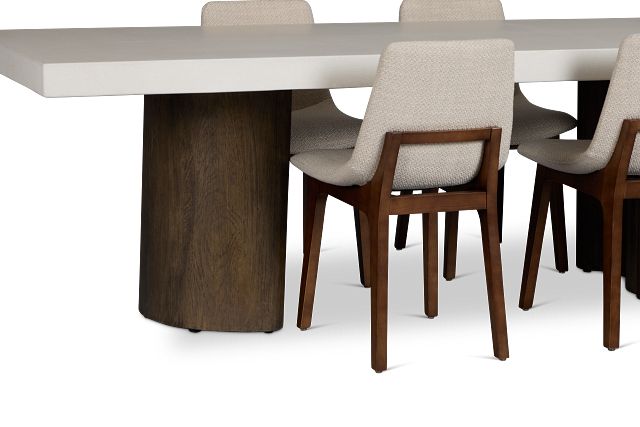 Jensen White Rect Table & 4 Upholstered Chairs