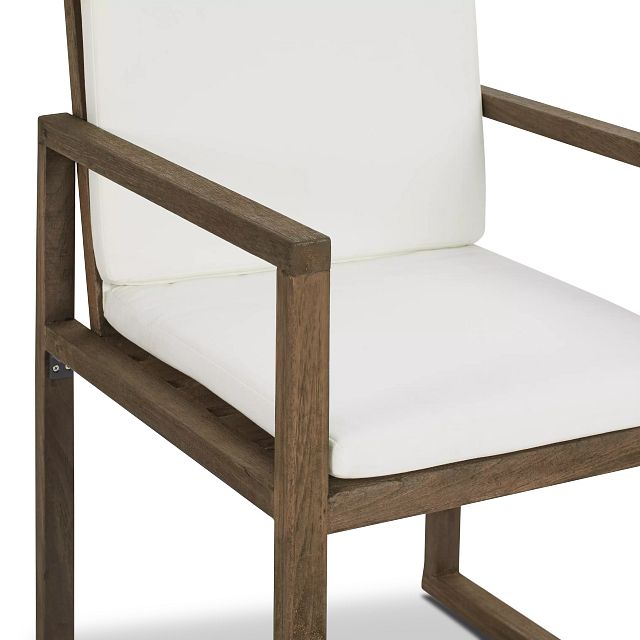 Linear Teak White Arm Chair