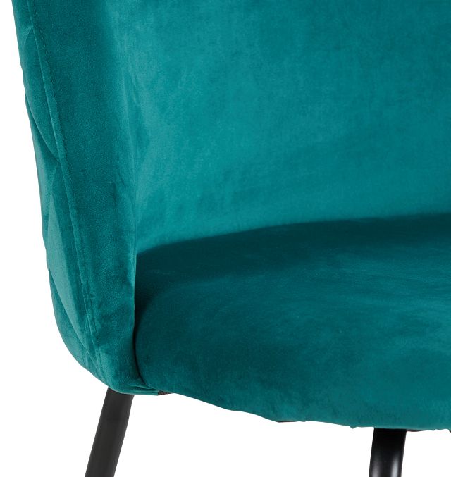 Capri Dark Teal Velvet Upholstered Side Chair W/ Black Legs