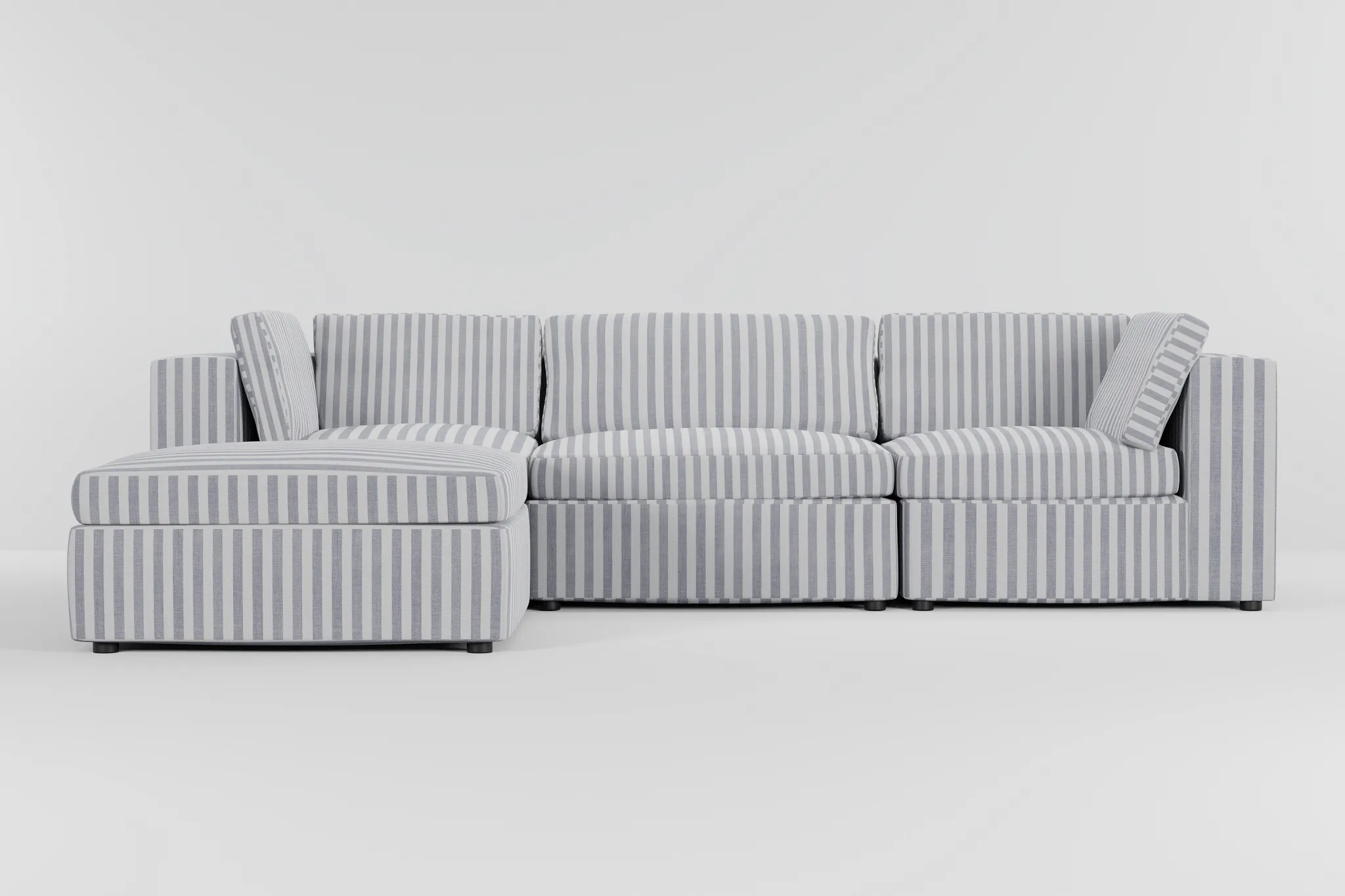 Destin Sea Lane Dark Blue Fabric 4-piece Bumper Sectional