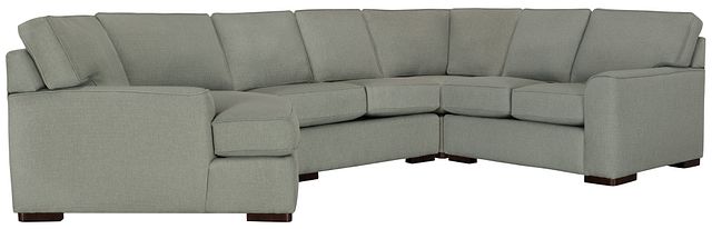 Austin Green Fabric Small Left Cuddler Sectional