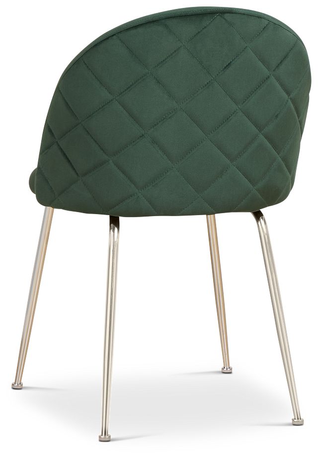 Capri Dark Green Velvet Upholstered Side Chair W/ Chrome Legs