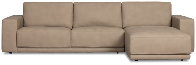 Kellan Taupe Leather Right Chaise Sectional