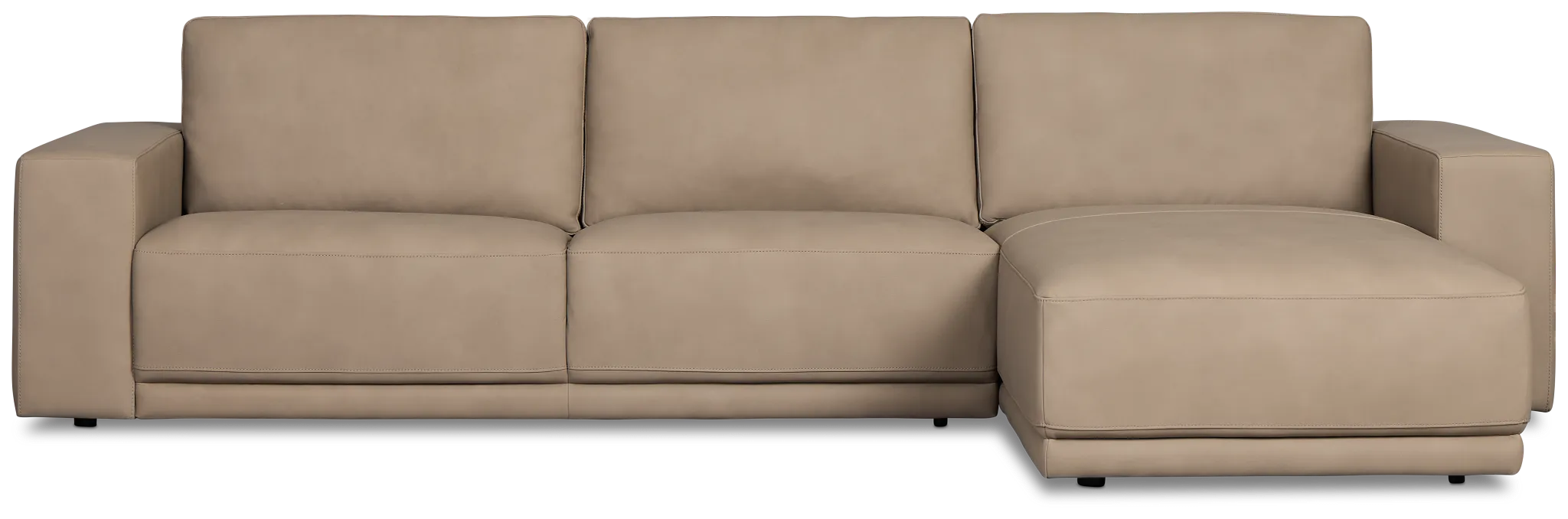 Kellan Taupe Leather Right Chaise Sectional