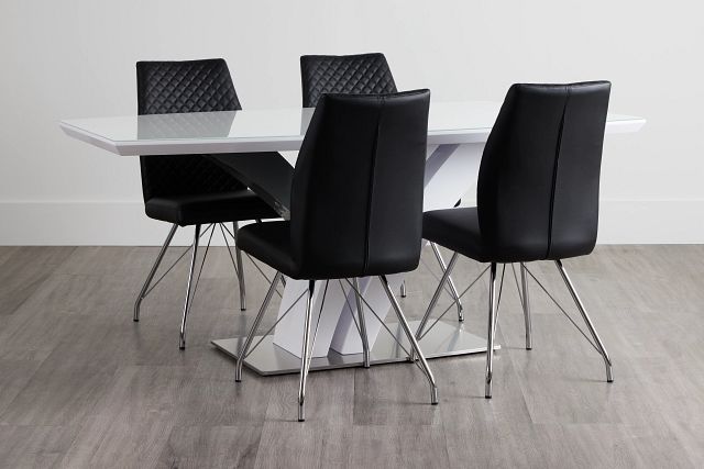 Lima Black Table & 4 Upholstered Chairs (2)