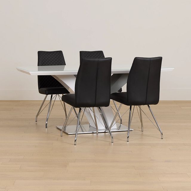 Lima Black Table & 4 Upholstered Chairs