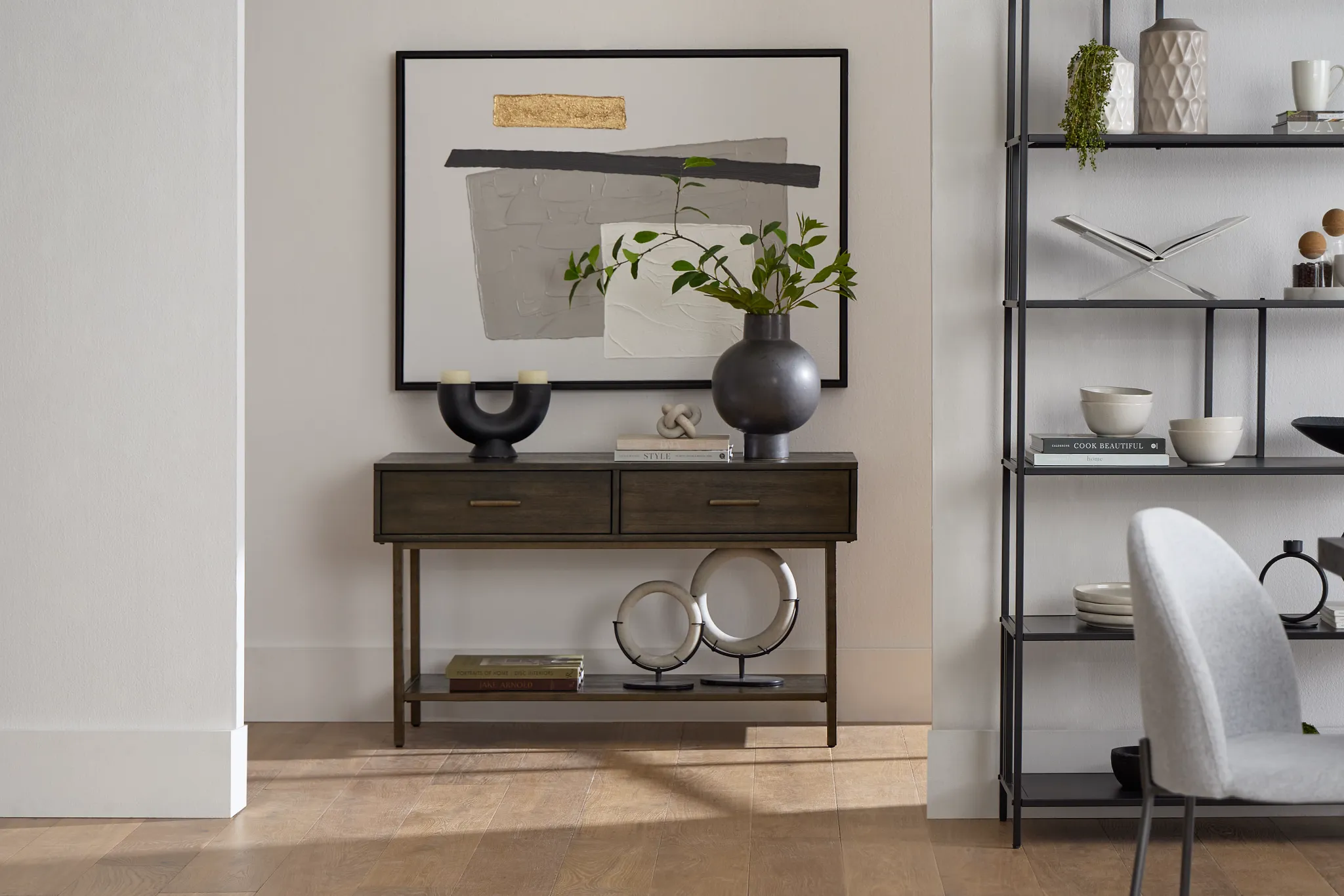 Fulton Dark Tone Wood Storage Sofa Table