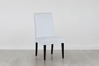 Destination White Short Slipcover Chair With Dark-tone Leg