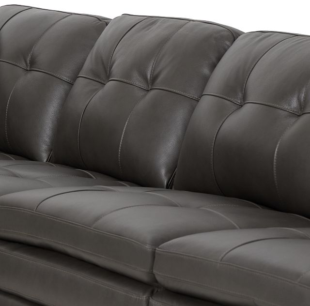 Braden Dark Gray Leather Large Two-arm Sectional