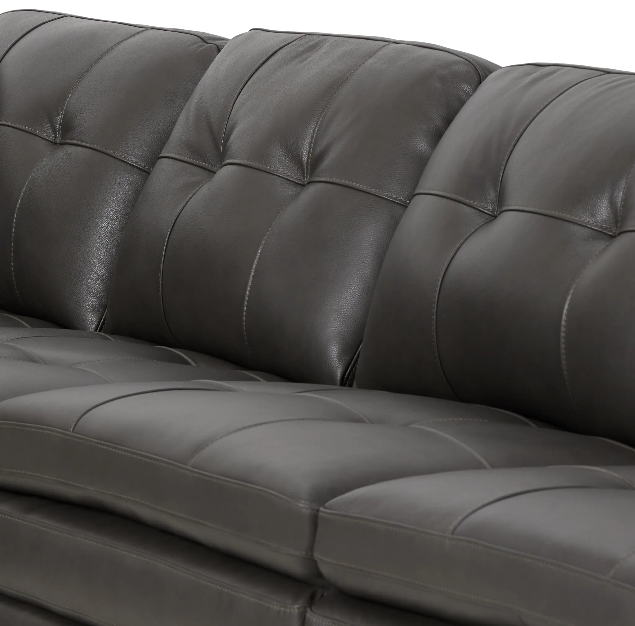 Braden Dark Gray Leather Large Two-arm Sectional