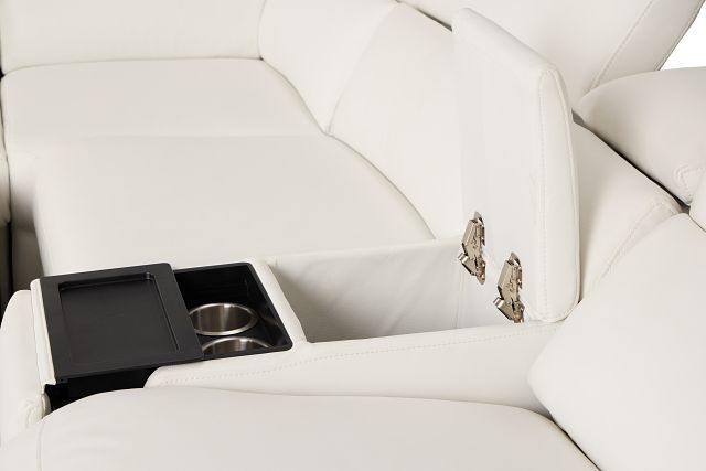 Melody White Micro Large Dual Power Reclining Two-arm Sectional