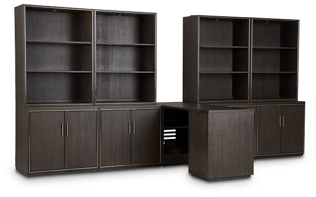 Highline Dark Tone Large Peninsula Door Wall Desk