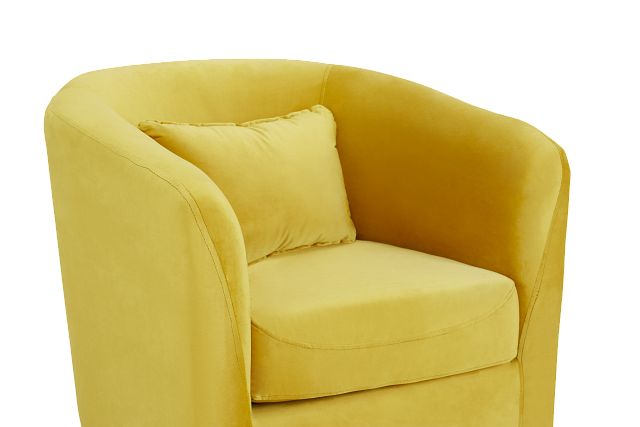 Stanton Yellow Velvet Accent Chair, Yellow Leather Accent Chairs