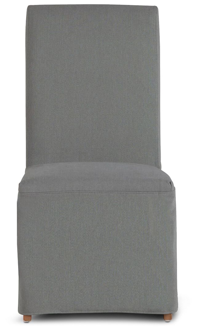 Destination Light Gray Long Slipcover Chair With Light Tone Leg