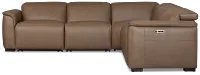Flexsteel Brodie Dark Brown Lthr/vinyl Small Triple Power Reclining Two-arm Sectional