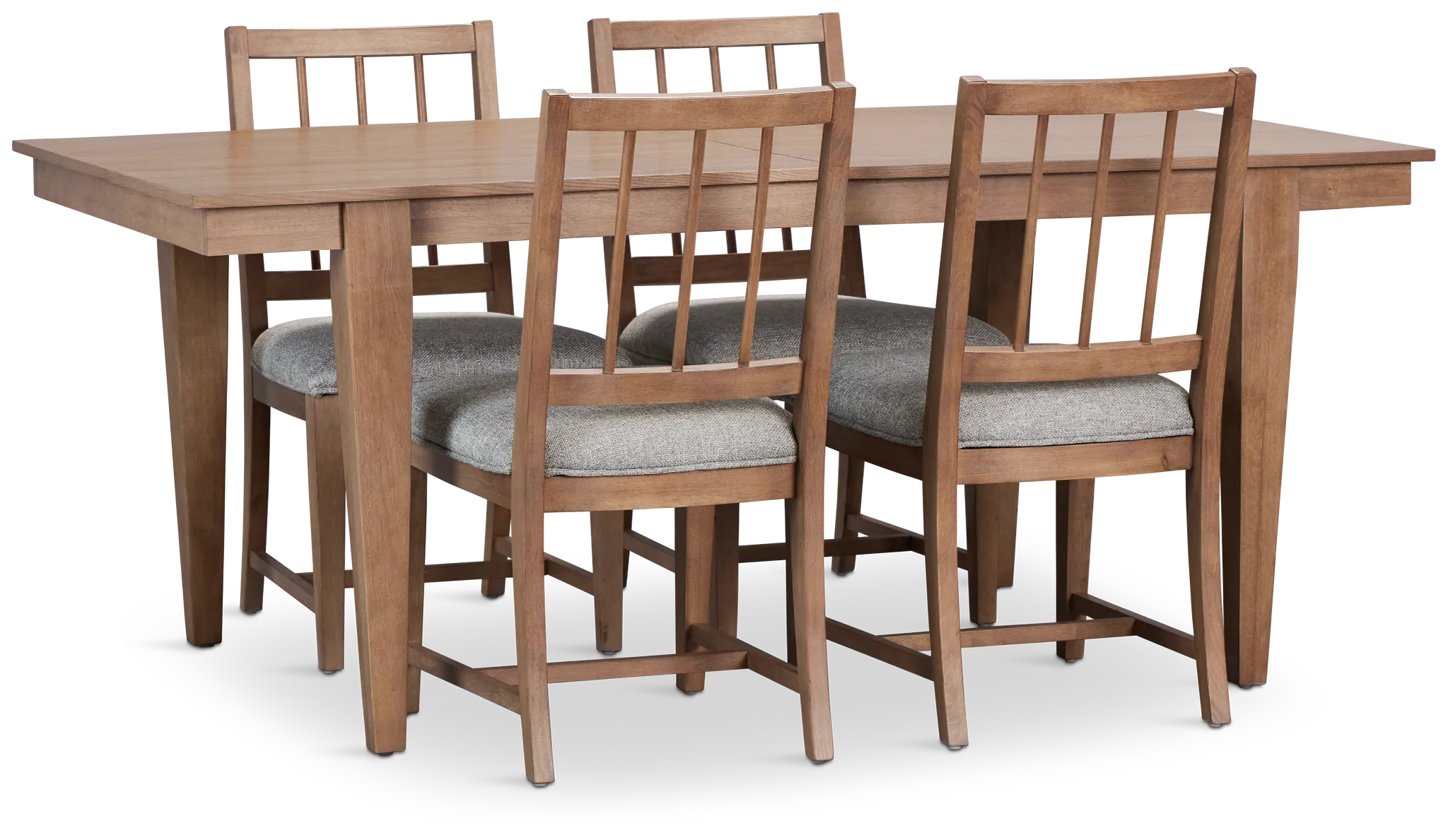 Provo Mid Tone Rect Table & 4 Gray Upholstered Chairs