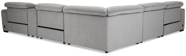 Gemma Light Gray Velvet Medium Triple Power 2-arm Sectional