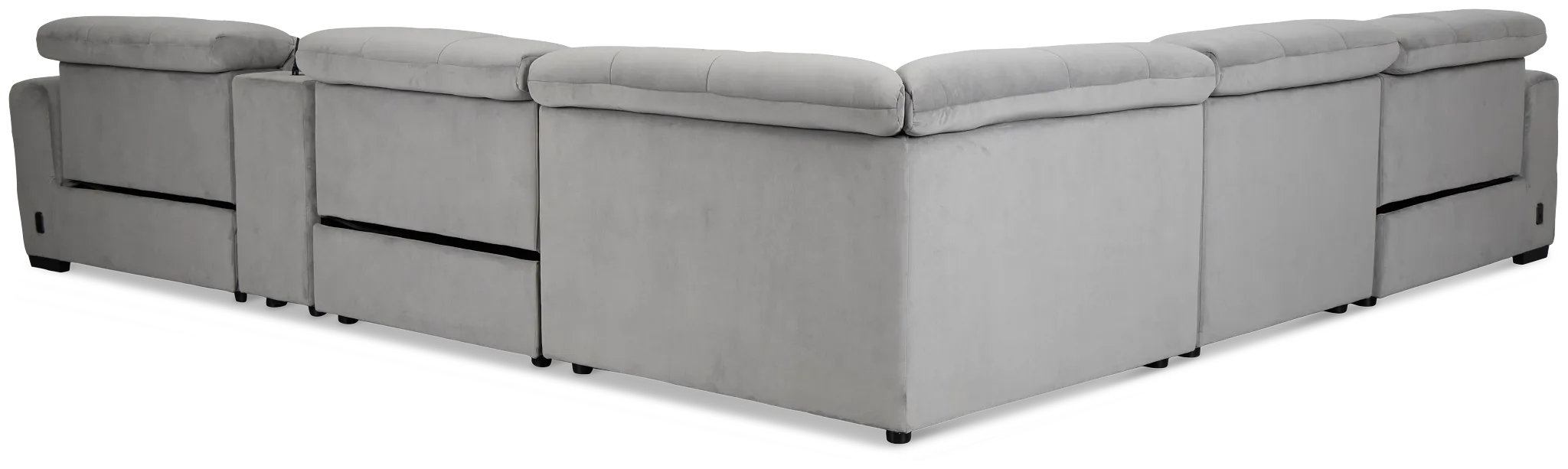 Gemma Light Gray Velvet Medium Triple Power 2-arm Sectional