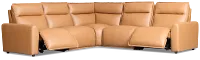Edison Medium Brown Leather/Vinyl Small Dual Power Reclining Two-arm Sectional