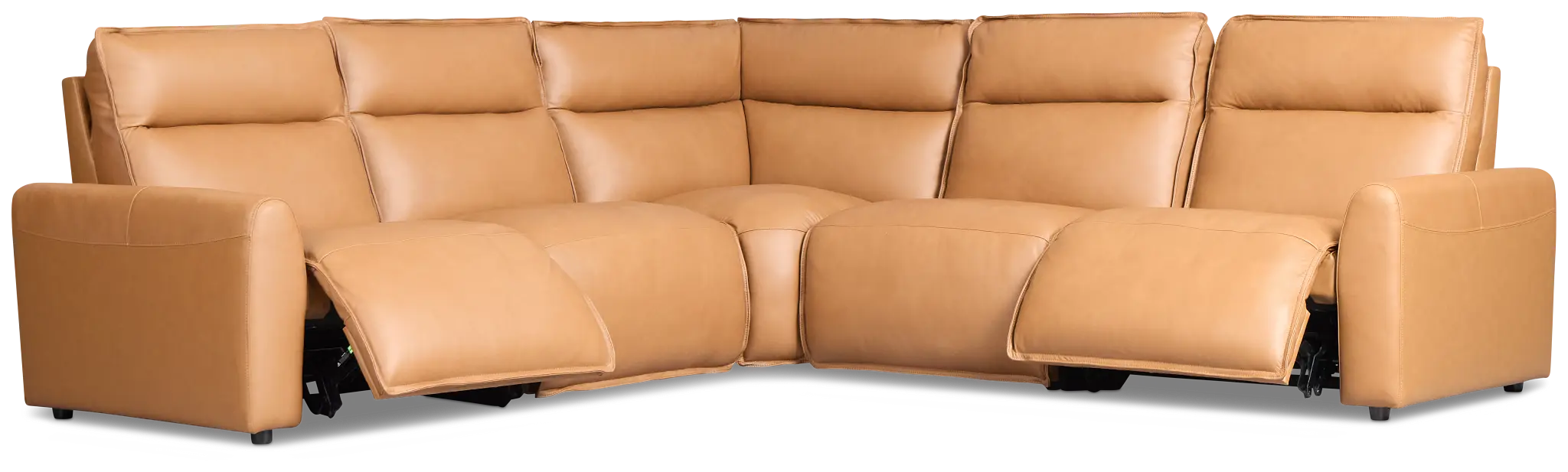 Edison Medium Brown Leather/Vinyl Small Dual Power Reclining Two-arm Sectional Edison Medium Brown Leather/Vinyl Small Dual Power Reclining Two-arm Sectional