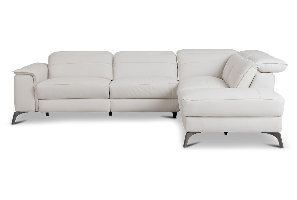 Pearson White Leather Right Bumper Sectional