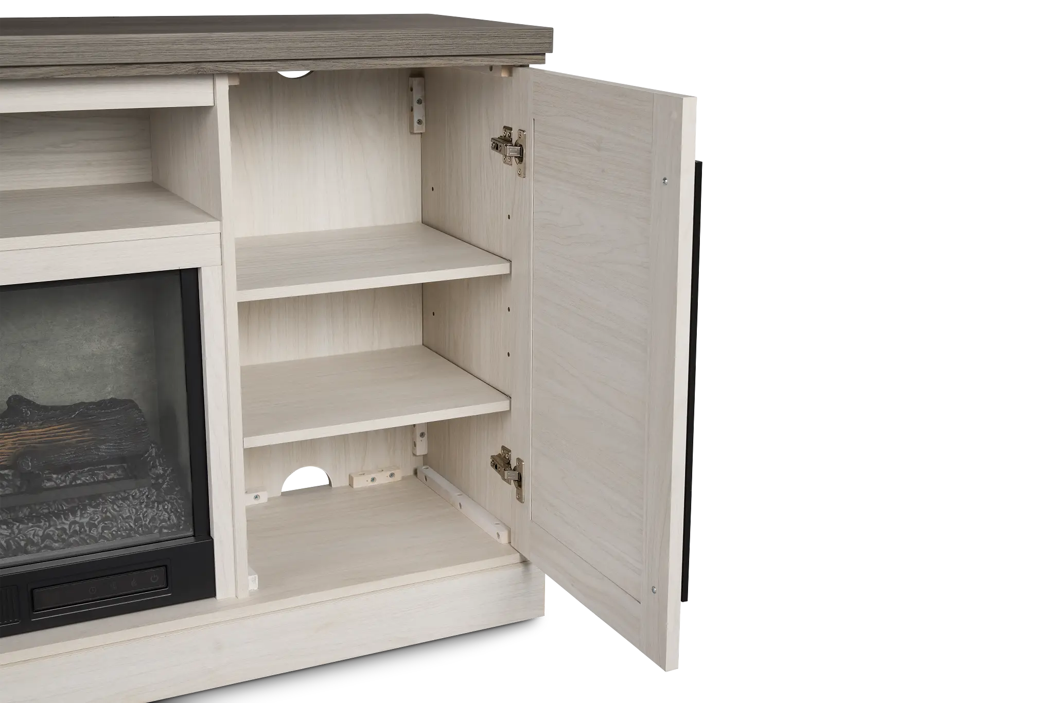 Westlake Two-tone 65" Tv Stand With Fireplace Insert Westlake Two-tone 65" Tv Stand With Fireplace Insert