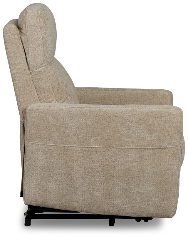 Talon Beige Fabric Power Lift Recliner