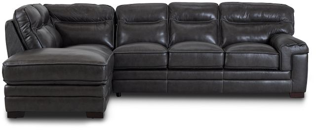 Alexander Gray Leather Left Bumper Sectional (3)