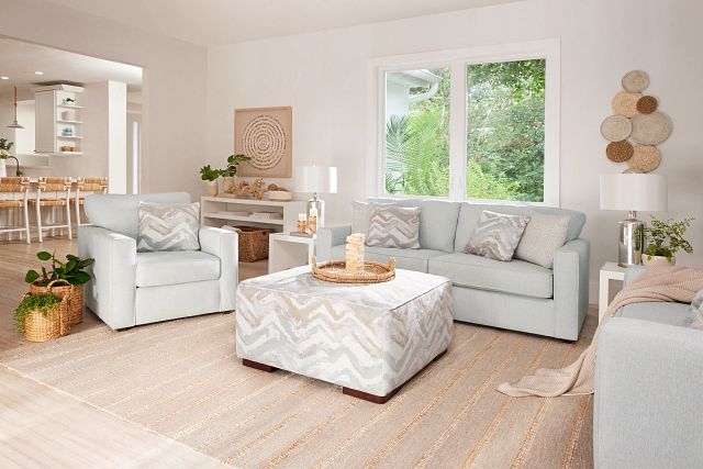 Ripley Light Blue Fabric Sofa