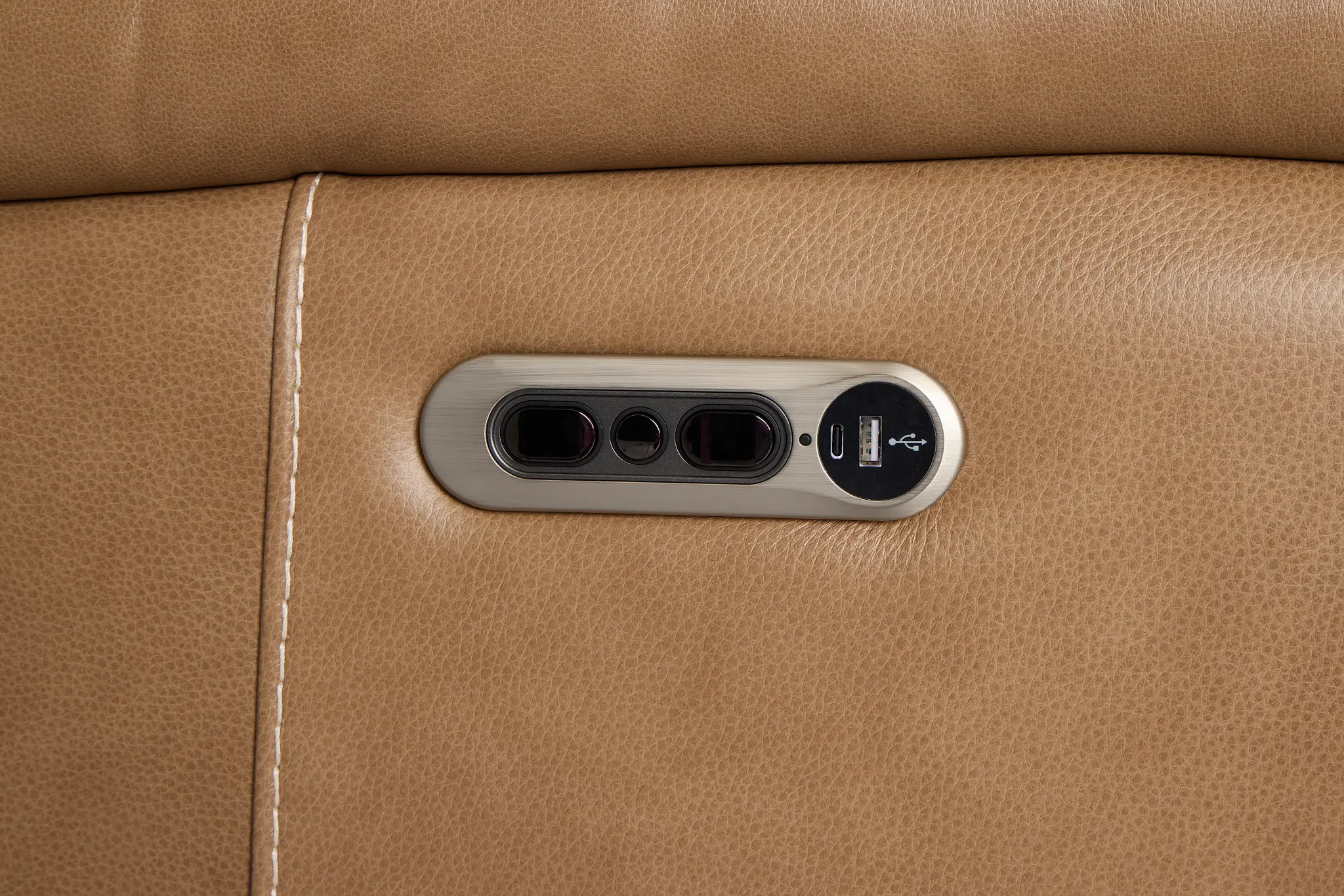 Jasper Light Brown Leather Medium Triple Power 2-arm Sectional Jasper Light Brown Leather Medium Triple Power 2-arm Sectional