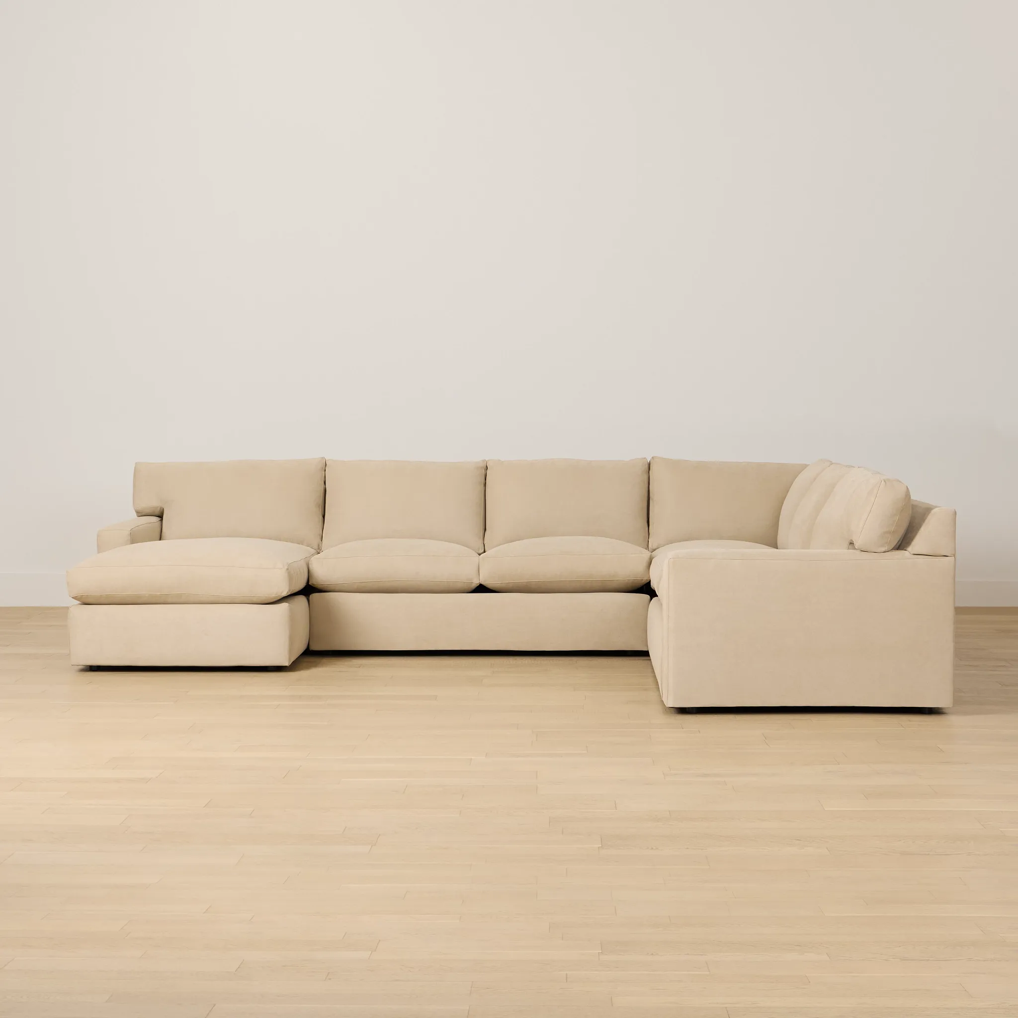 Hudson Beige Fabric Medium Left Chaise Sectional