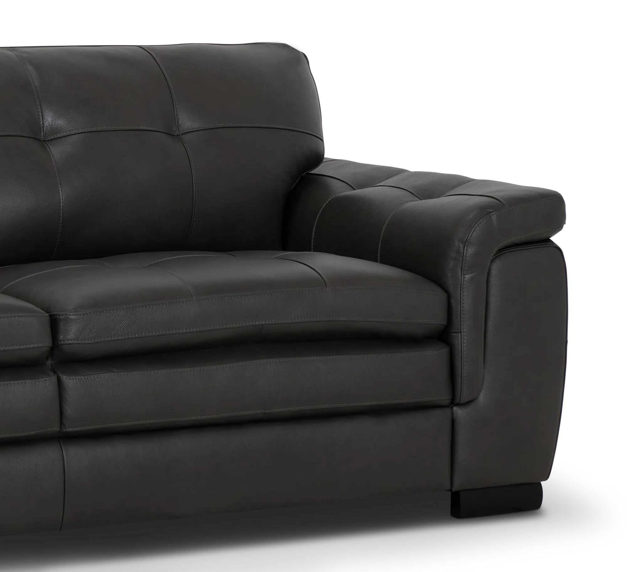 Braden Dark Gray Leather Small Left Bumper Sectional