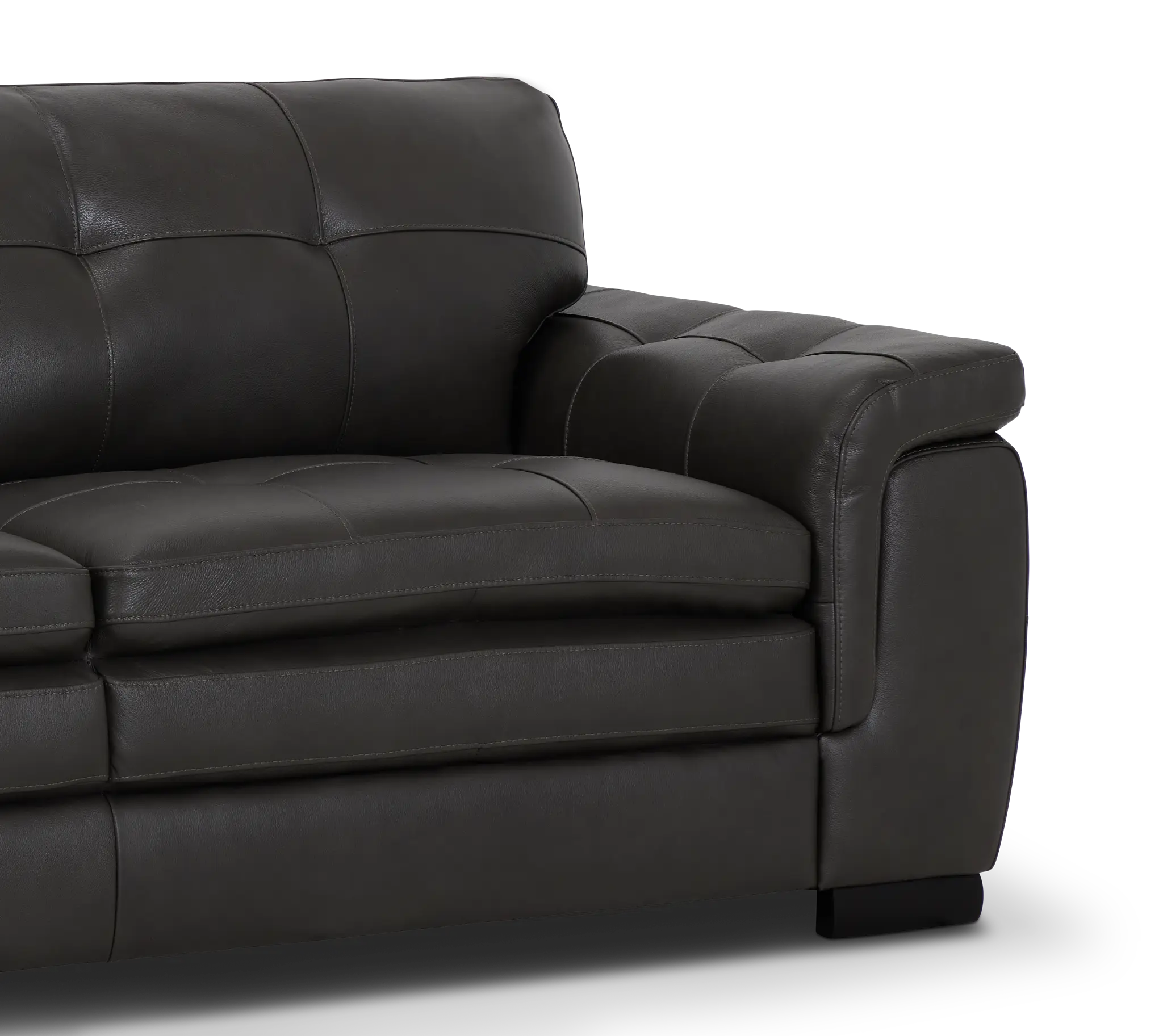 Braden Dark Gray Leather Small Left Bumper Sectional Braden Dark Gray Leather Small Left Bumper Sectional