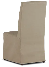 Destination Beige Long Slipcover Chair With Dark-tone Leg