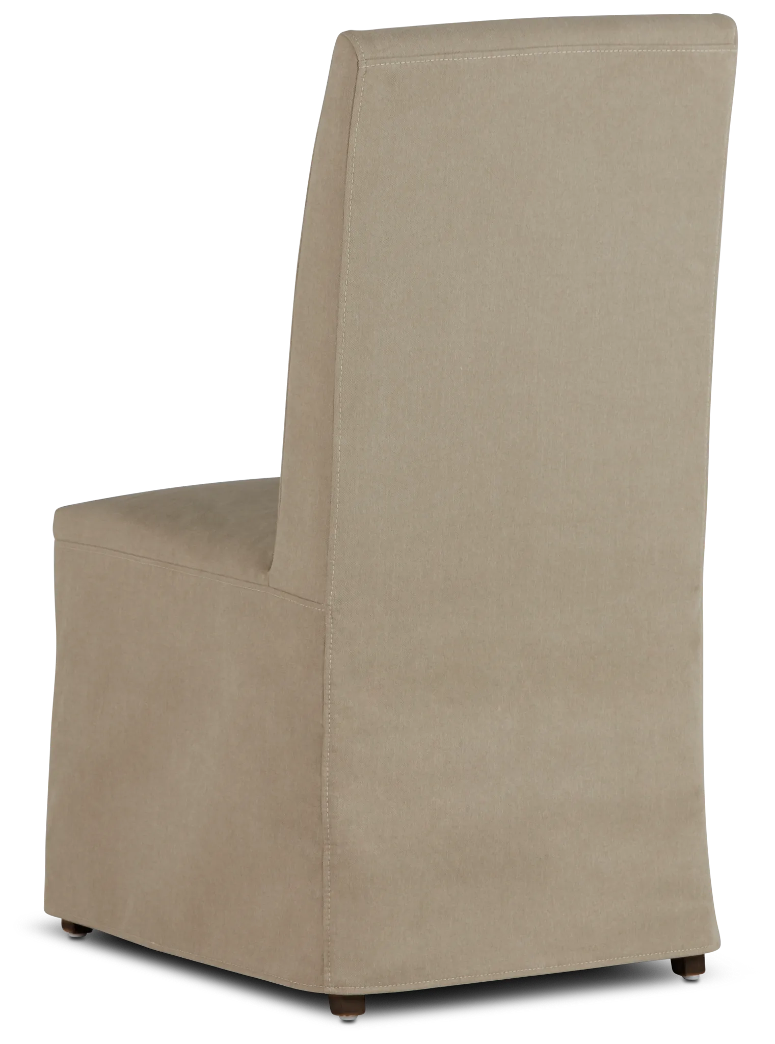 Destination Beige Long Slipcover Chair With Dark-tone Leg