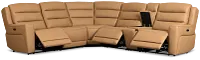 Wilder Brown Leather Medium Triple Power 2-arm Sectional