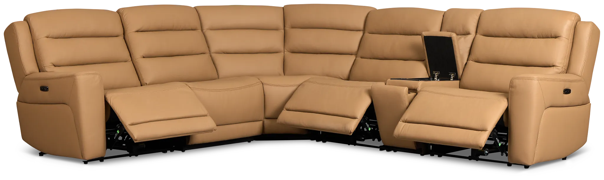 Wilder Brown Leather Medium Triple Power 2-arm Sectional
