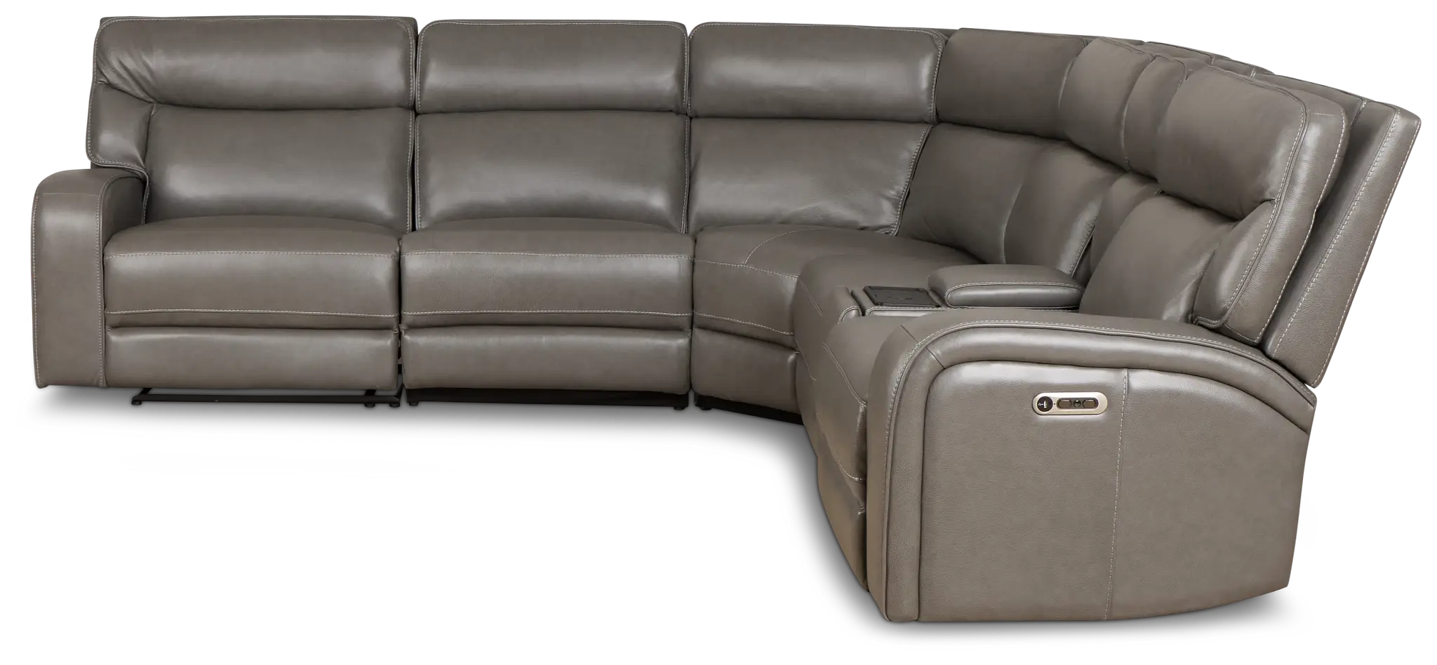 Jasper Gray Leather Medium Dual Power 2-arm Reclining Sectional Jasper Gray Leather Medium Dual Power 2-arm Reclining Sectional