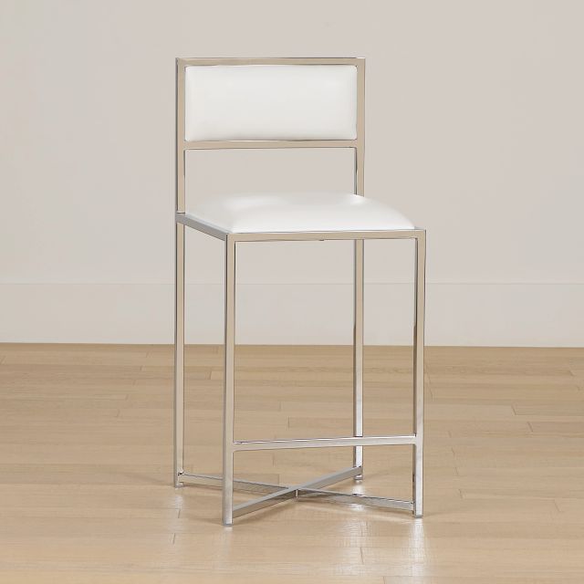 Amalfi Whitestnl Steel 24" Upholstered Barstool