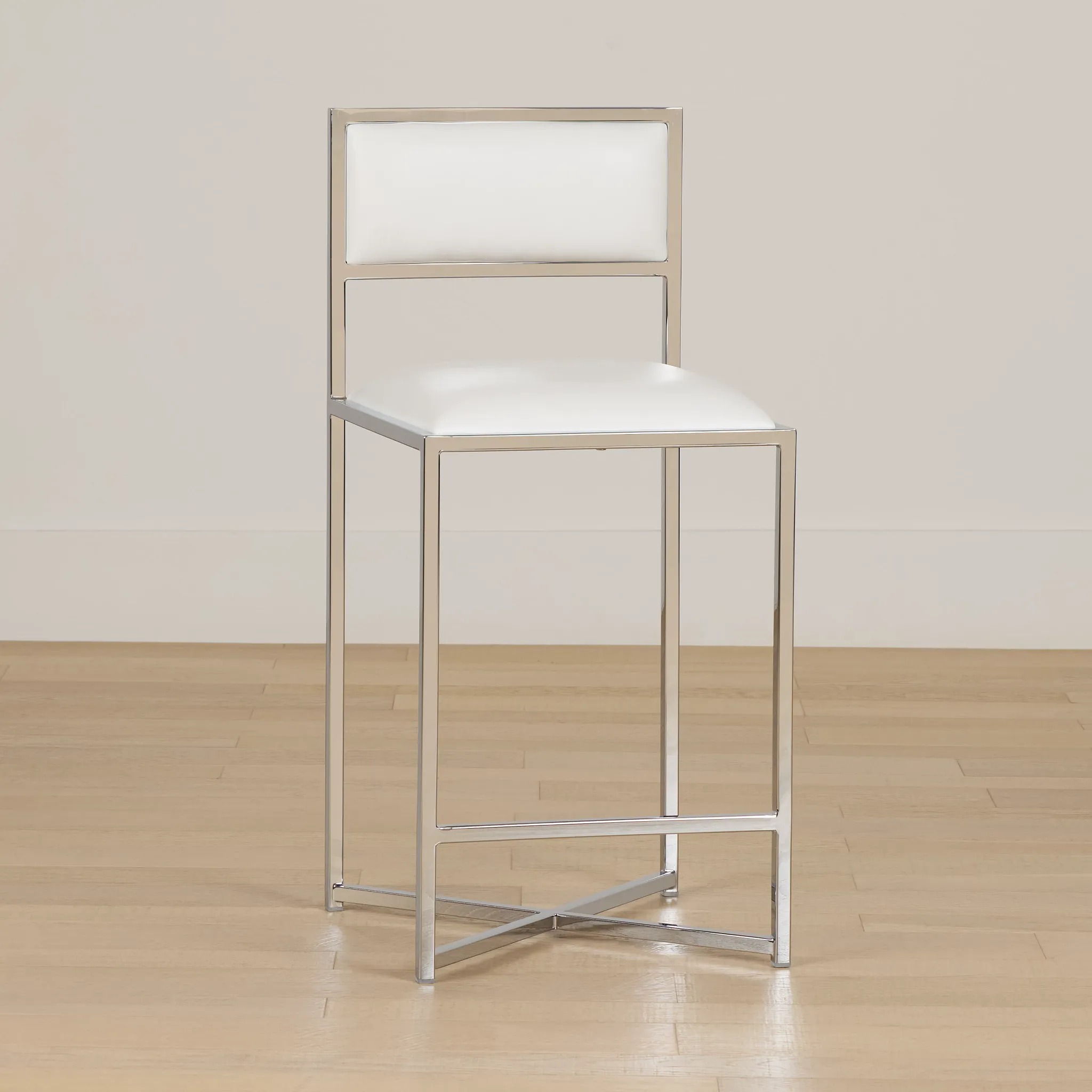 Amalfi Whitestnl Steel 24" Upholstered Barstool